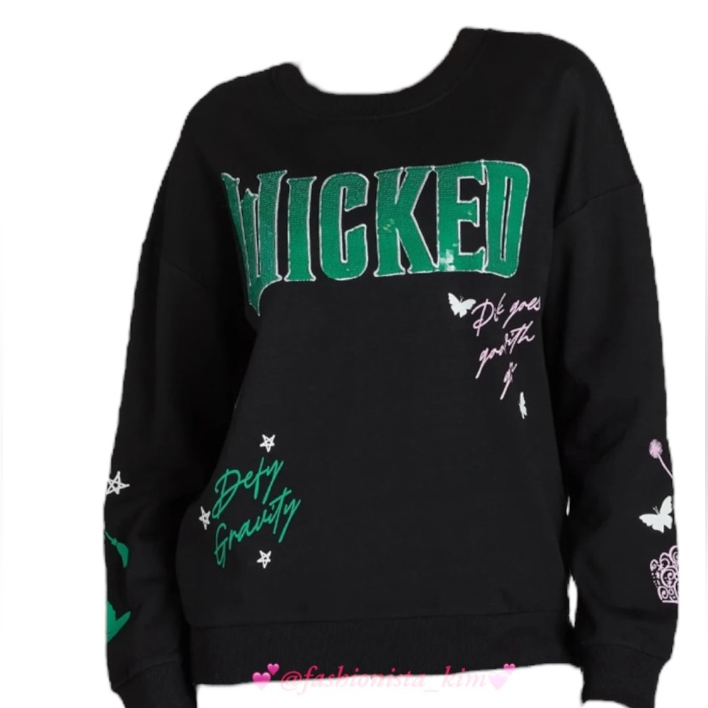 Wicked the movie sequin sweater flip WICKED letters from pink to green